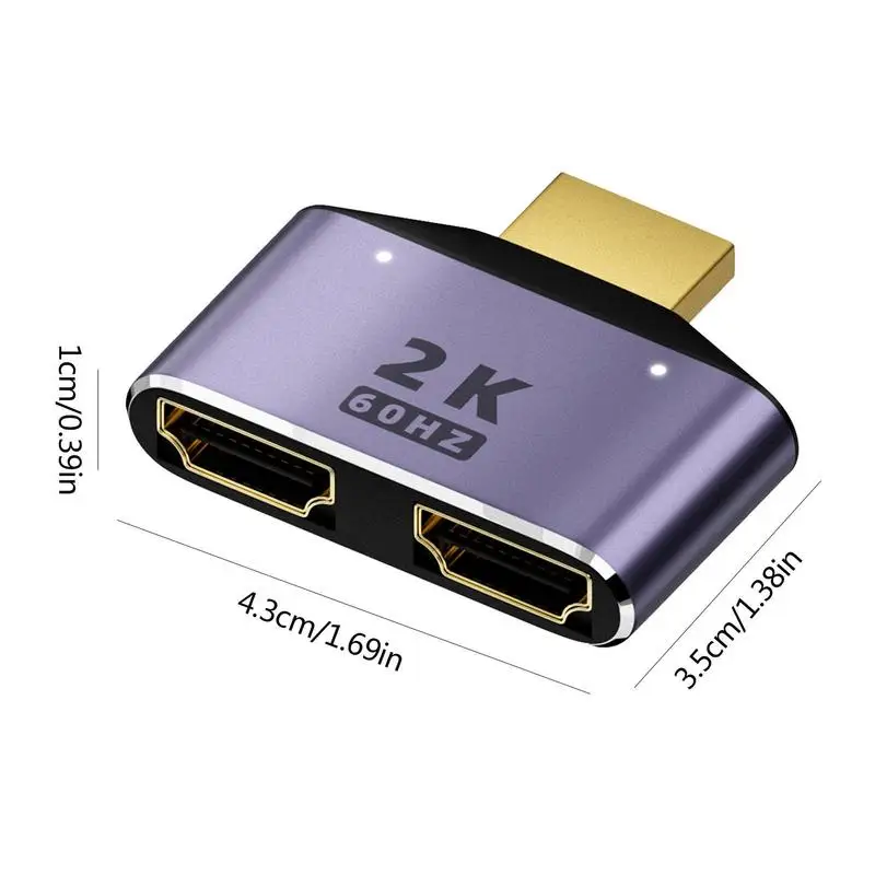 FORHDMI to Dual FORHDMI Adapter HD 2K Computer Output Adapter 1 to 2 FORHDMIMale to Two FORHDMI Female Dual Use Adapter Splitter