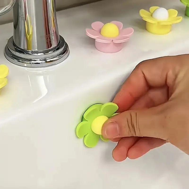 9-teiliger Silikon-Überlaufstopper für Waschbecken - Blumenförmiger Abflussstopfen, Langlebig & Einfach zu Installieren, Verhindert Wasserüberlauf und Verstopfung