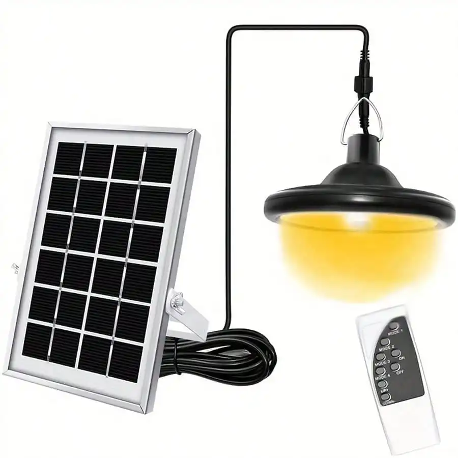 Solar Pendant Lights Outdoor Indoor LED Hanging Solar Power Lamp Ceiling Light Remote Control Adjustable Brightness