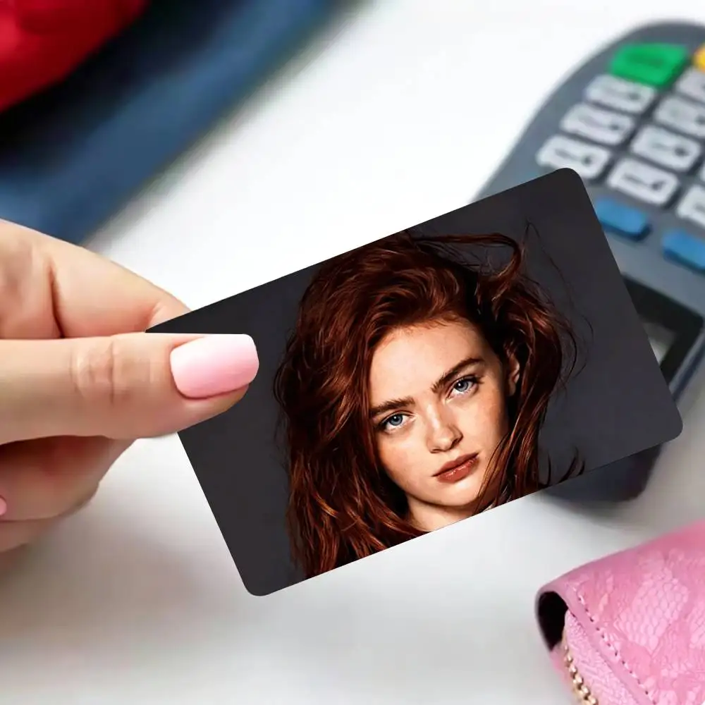 American Actress Sadie Sink 4pcs 1Set Card Stickers Small Waterproof Chip 4PCS Card Sticker