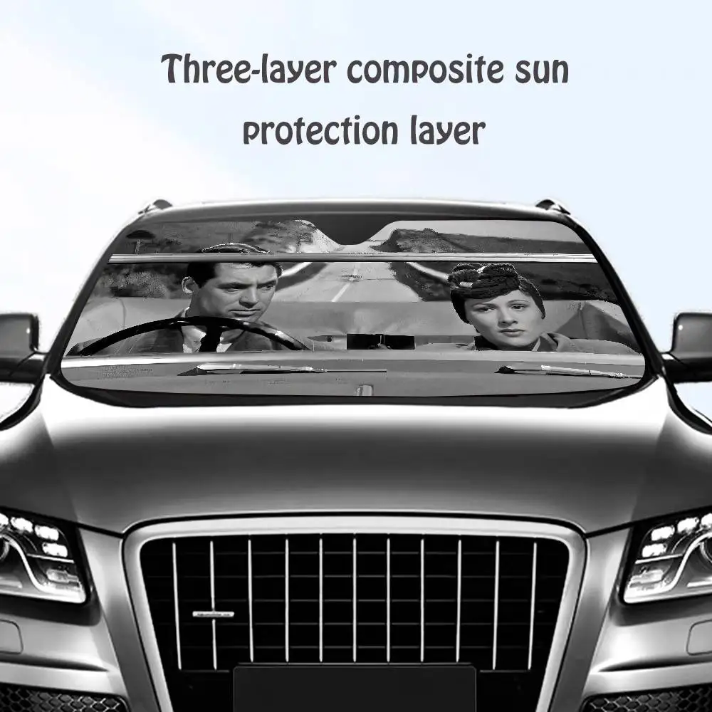 

Driving With C-Cary Grant Car SunShade Windshield Sun Shade Personalized Picture Block UV Rays Visor Protector