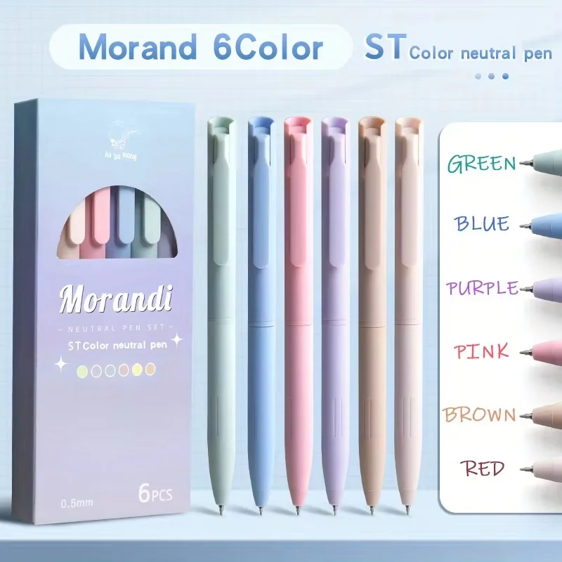 6 Stück Farbige Gelstifte zum Notieren, Pastell-Gelstifte mit Farbiger Tinte Schnelltrocknend & Ohne Verschmieren, Einziehbarer Niedlicher Stift Feine Spitze 0,5mm – Detail 1