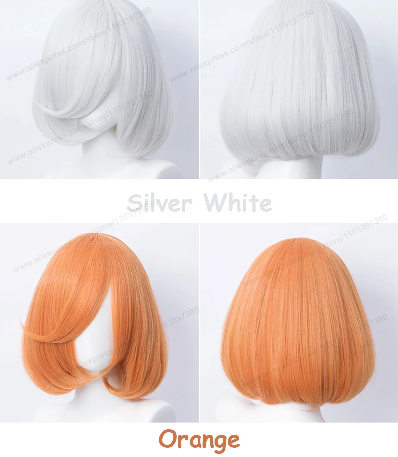 35cm Short Bob Cosplay Wig Golden Yellow Red Purple Black Blue Pink Women Bobo Hair Heat Resistant Hair Universal Anime Wigs