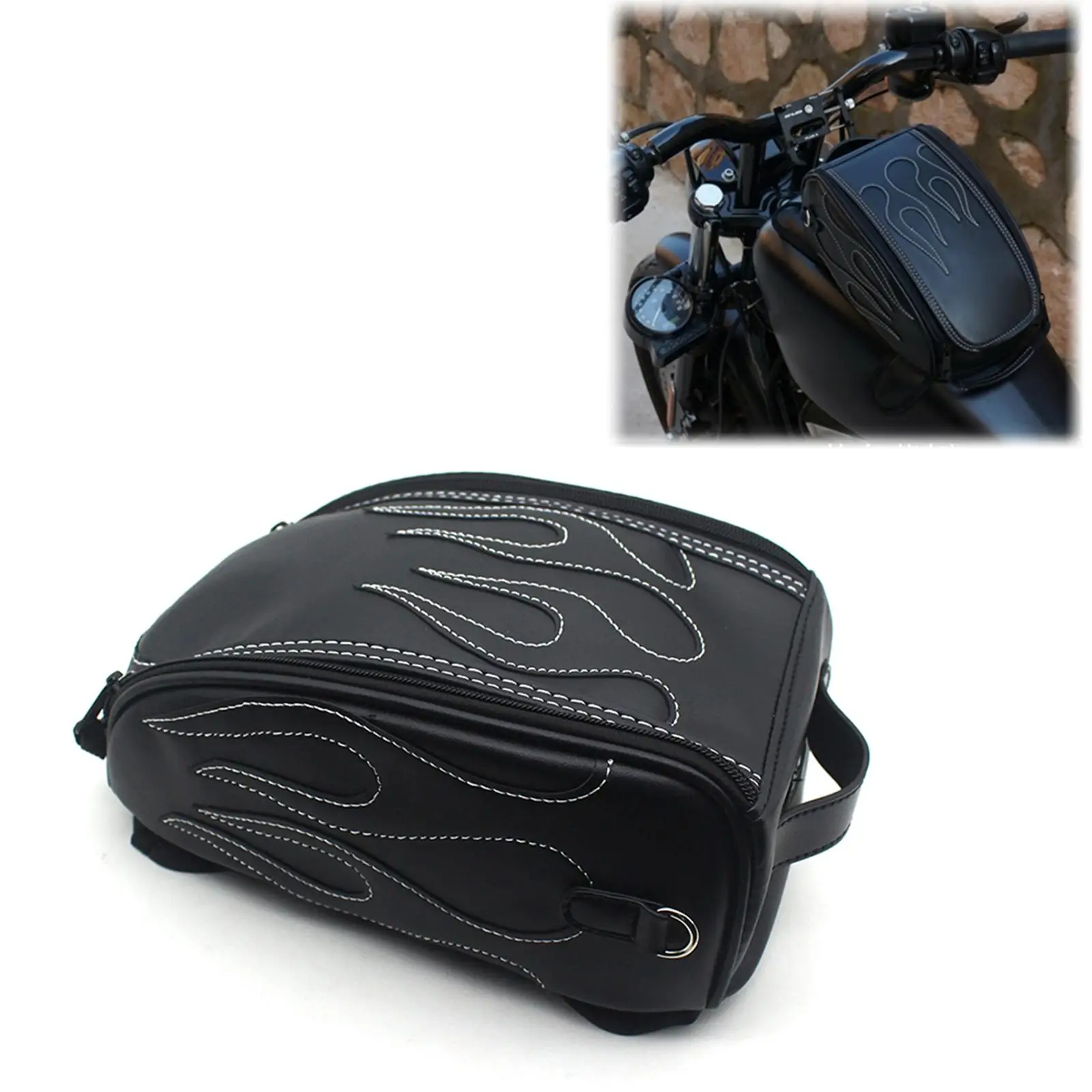 Flameer Toolkit Bag Leather Motorcycle Oil Tank Cover Panel Bag 1200 Diamond