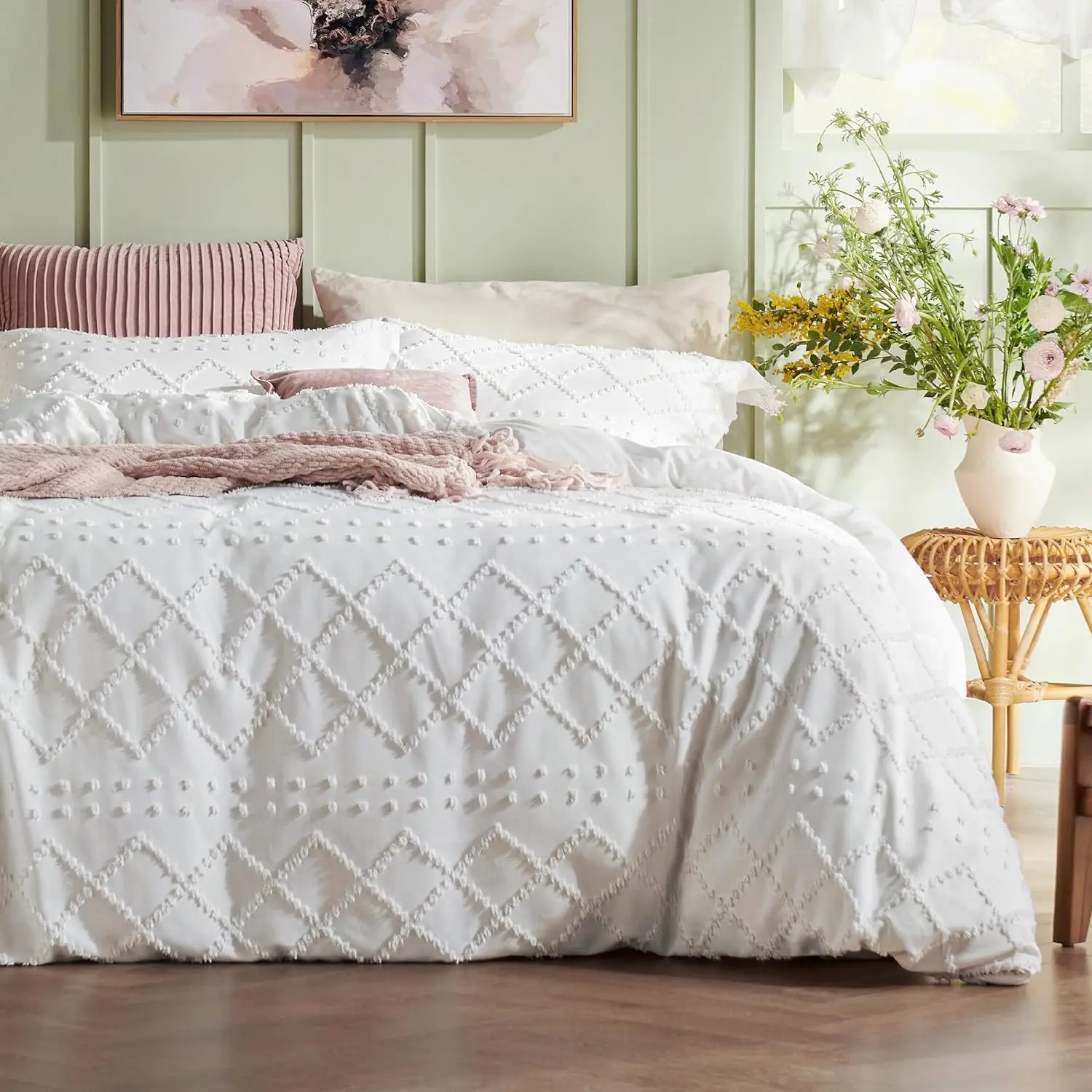 

Boho White King Size Duvet Cover Zip 2 Shams Queen Duvet Cover Duvet Cover Queen Size Bedsure Comforter King Bedding Set Bedding