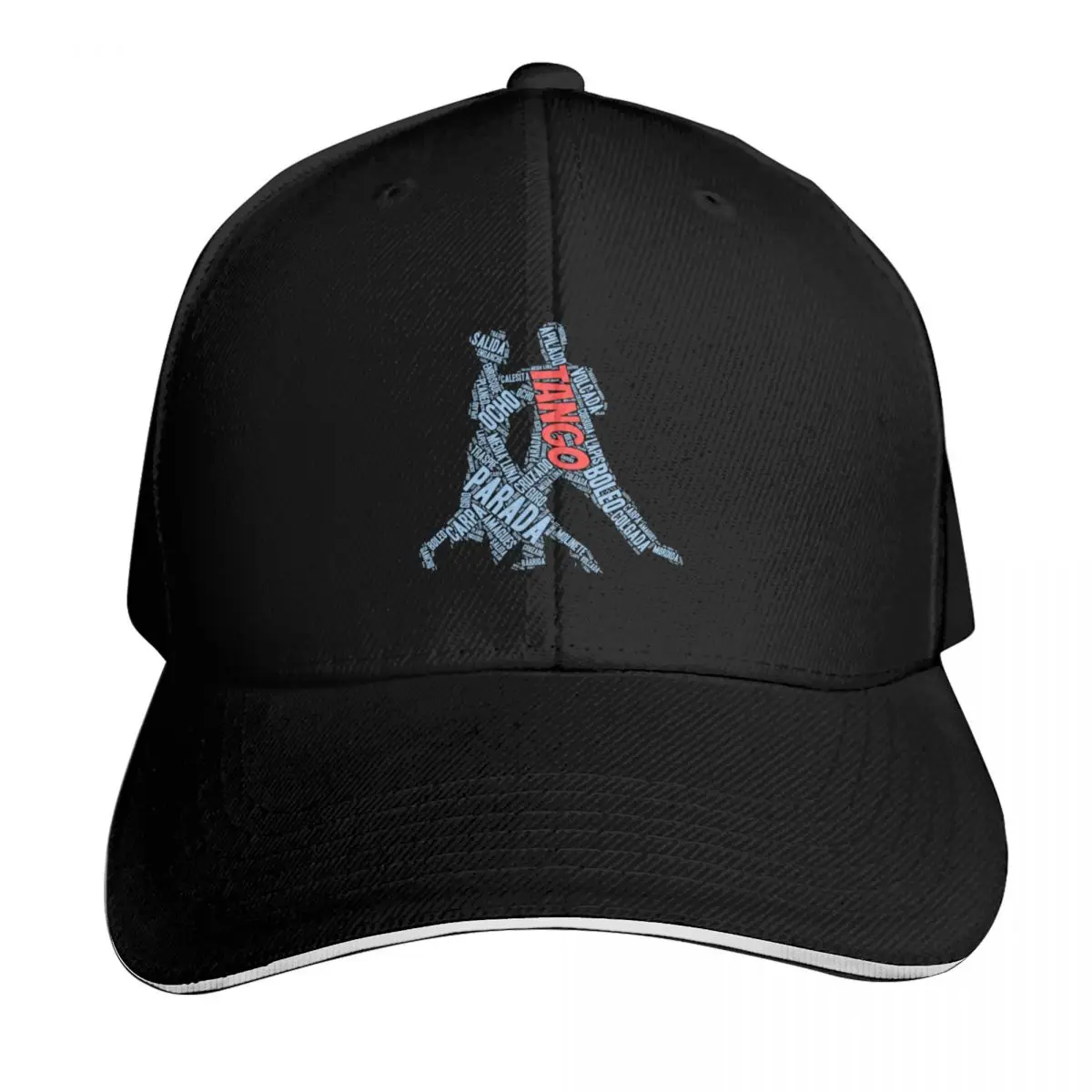 Tango Steps Dance Couple Word Art Baseball Cap Curved Brim Classic Fit Low Profile Unstructured Unisex for Men Women
