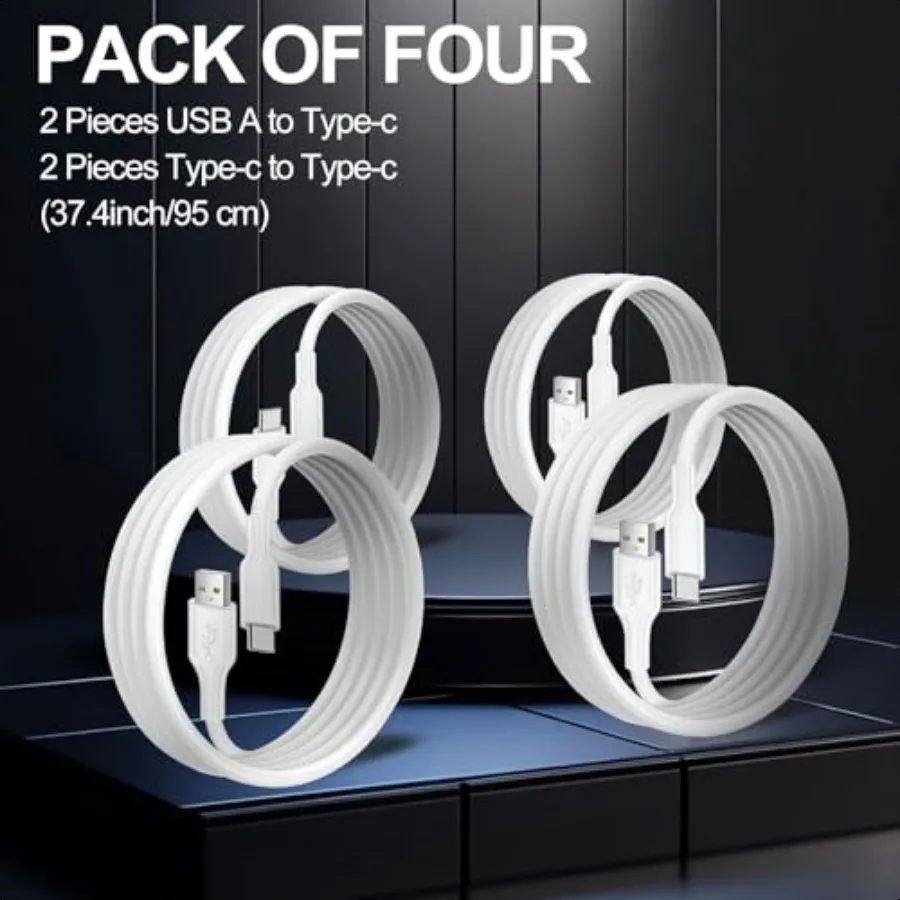 4 Pack Charging Cable 60W 3.1FT 2 Pack USB to USB C Cable and 2 Pack USB C to USB C Cable Type C 60W Fast Charging Cable for iP