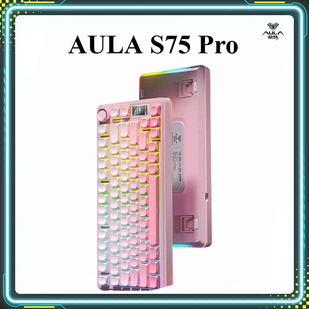 

Promotional Products AULA S75Pro Gaming Keyboards RGB Hot Swap PBT Keycap Wireless Tri-Mode Custom Keyboard PC Accessories Gifts