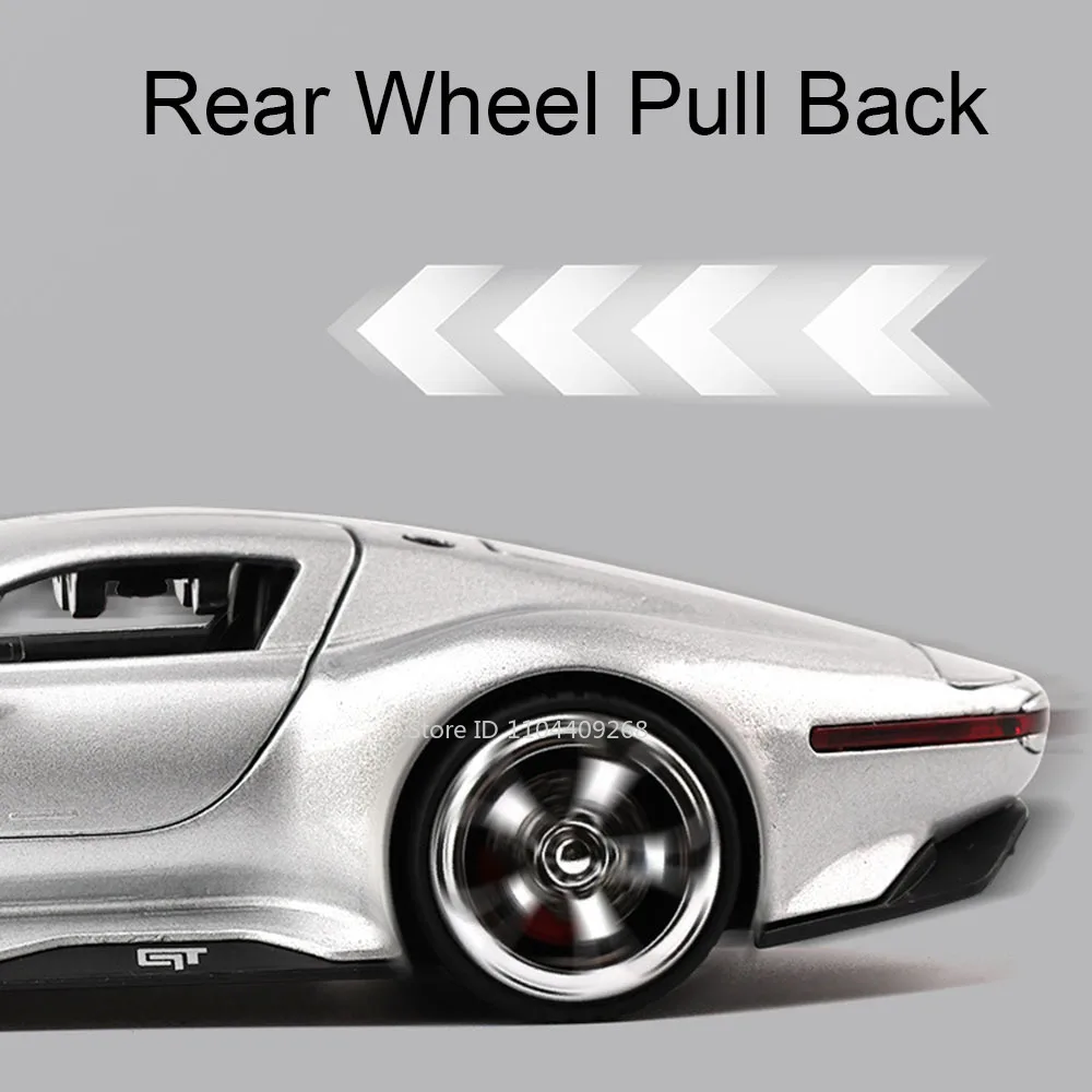 Maßstab 1:32 GT 300SL Sportwagenmodell Spielzeugtüren geöffnet Sound Licht zurückziehen Druckguss-Metallfahrzeuge Modelle Sammlung Kindergeschenke