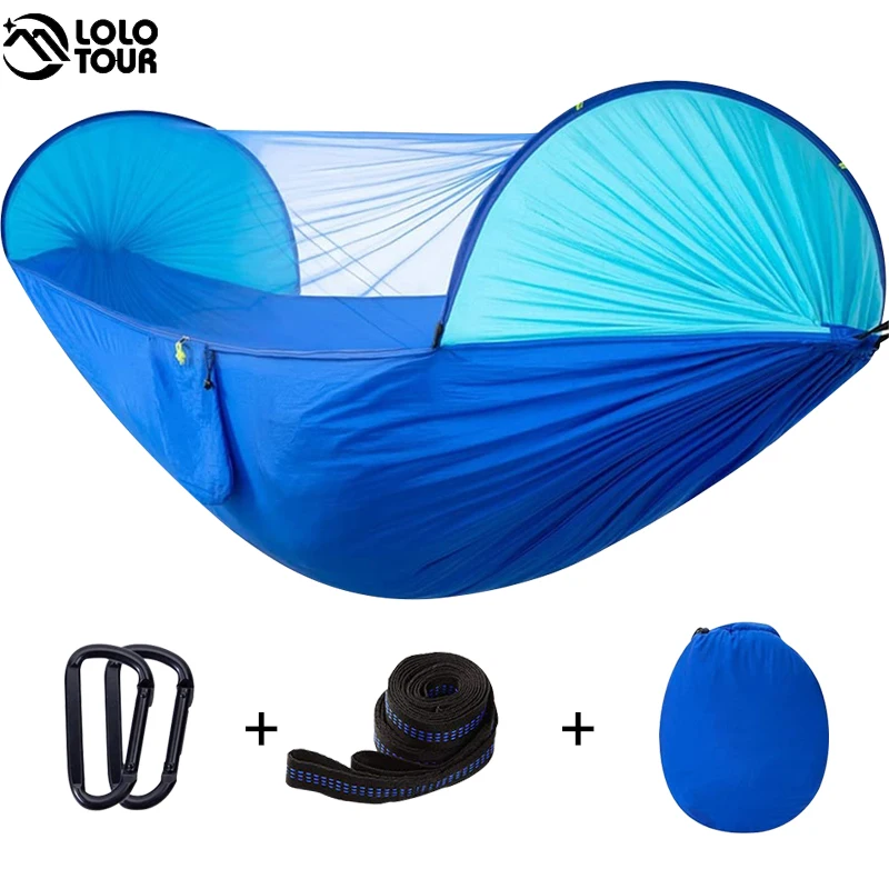 

Mosquito Net Hammock Quick Set Up Parachute Leisure Camping Survival Hunting Traveling Garden Outdoor Sleeping Bed 250x120cm