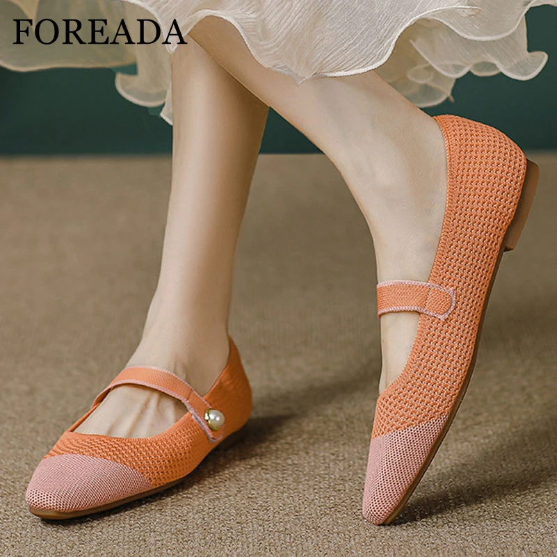 

FOREADA Women Mary Janes Flats Round Toe Mixed Colors Concise Brand Design Ladies Fashion Casual Shoes Spring Autumn Purple 40