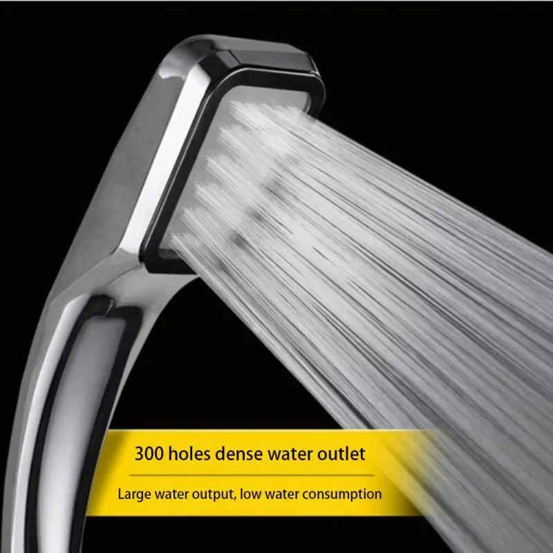 Cabeça de chuveiro de alta pressão, 300 furos, economia de água, impulsionando o bocal de pulverização, acessórios do banheiro, cromado, preto, branco, portátil