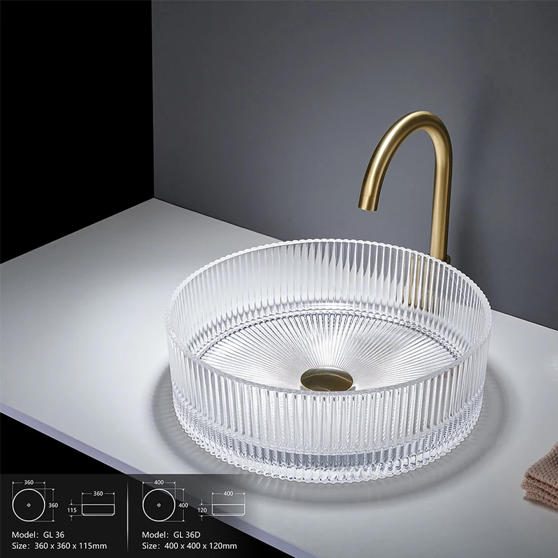 

Modern Countertop Small Sink Round Art Washbasin Colored Washbasin Glass Bathroom Sink
