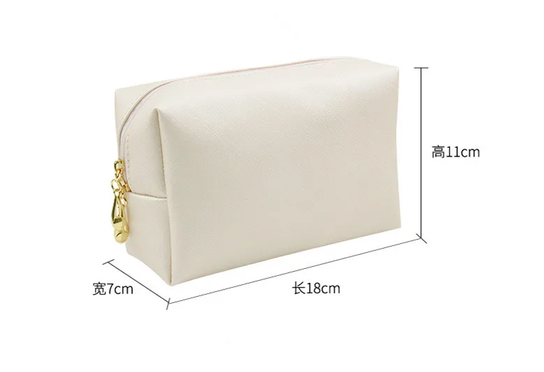 Personalized Embroidery Small Makeup Bag PU Leather Travel Cosmetic Pouch Toiletry Bag for Women Portable Water-Resistant Bag