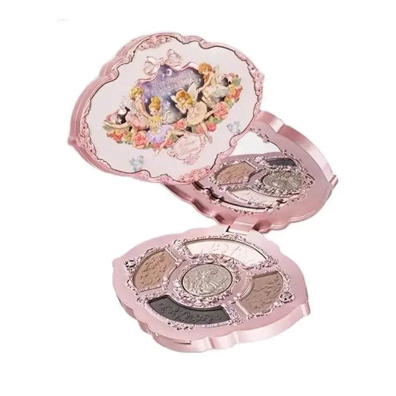 Flower Knows Midsummer Fairytales Embossed Five Color Pressed Glitter Eye Shadow Natural Shimmer Pigment Eye Shadow Pallete