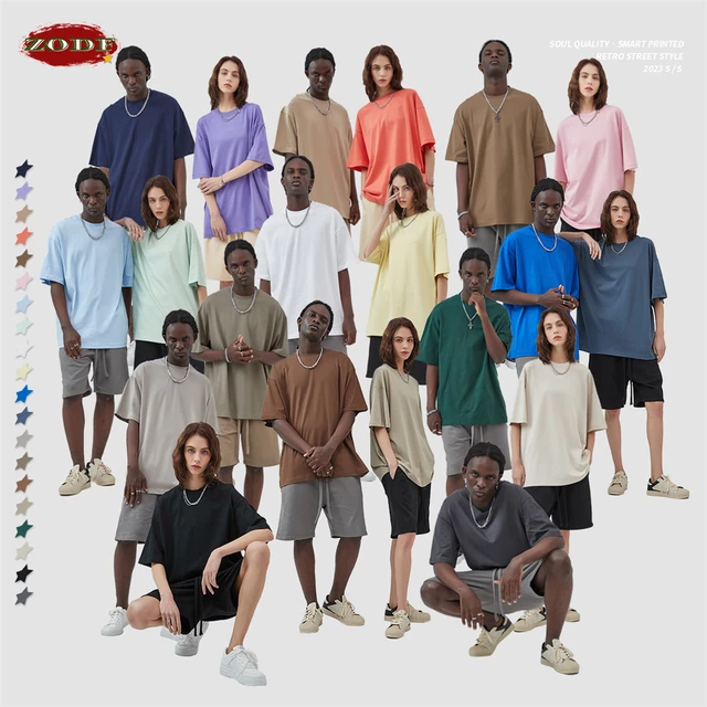 ZODF 2025 wiosna lato mężczyźni solidna 100% bawełniane koszulki unisex kobiety luźne 230gsm Noshrink podstawowy T Shirt markowe topy HY0151