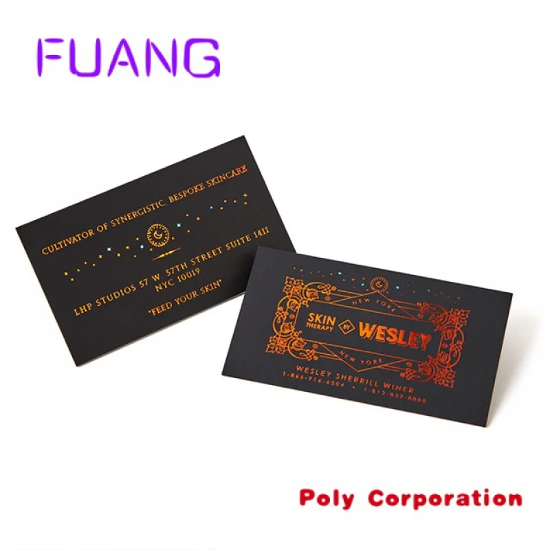 Custom  Rose gold plated foil black stock paper printing letterpress business cards