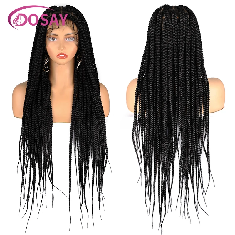 Long 36" Synthetic Lace Wig Jumbo Box Full Lace Braided Wigs Knotless Braids Wig Lace Front Wig for Black Women With Baby Hair