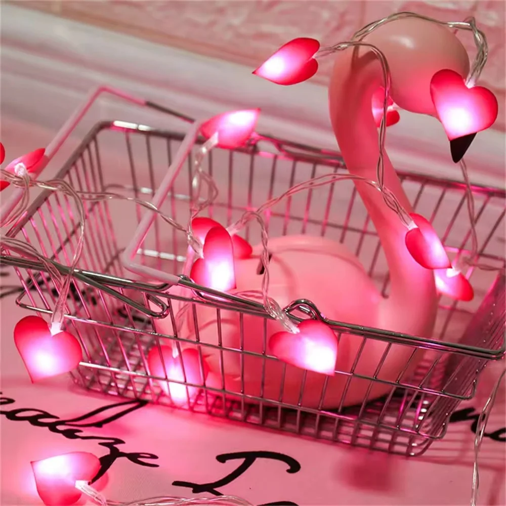 10 LED 1.5M Heart Shape String Lights Indoor Fairy Lights Christmas Decoration Garland For Valentines Day Living Room Decoration