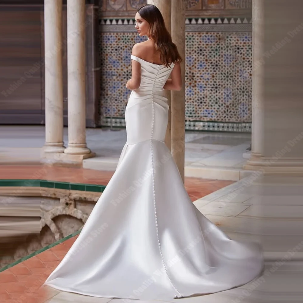 قبالة الكتف حورية البحر النساء فساتين الزفاف الحبيب طوق زي العرائس المشاركة مأدبة Vestidos De Novias مخصصة