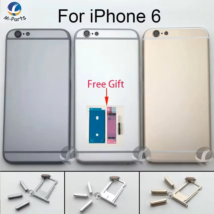 For iphone 6 Back Housing Metal Rear Cover Battery cover Lid Door Chassis Frame OEM AAA + Free Battery Sticker Tool