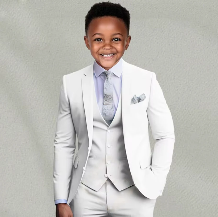 

Boys Suit Premium Luxury Jacket + Vest + Pants Solid Color Business Set Slim Fit 3 Piece Suit for Wedding Groom Other Occasions