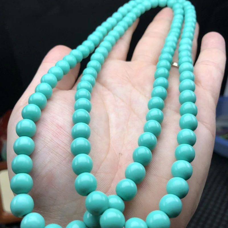 High Porcelain Buddha Bracelet 8.8mm 108 Beads Turquoise Necklace Fashionable Versatile
