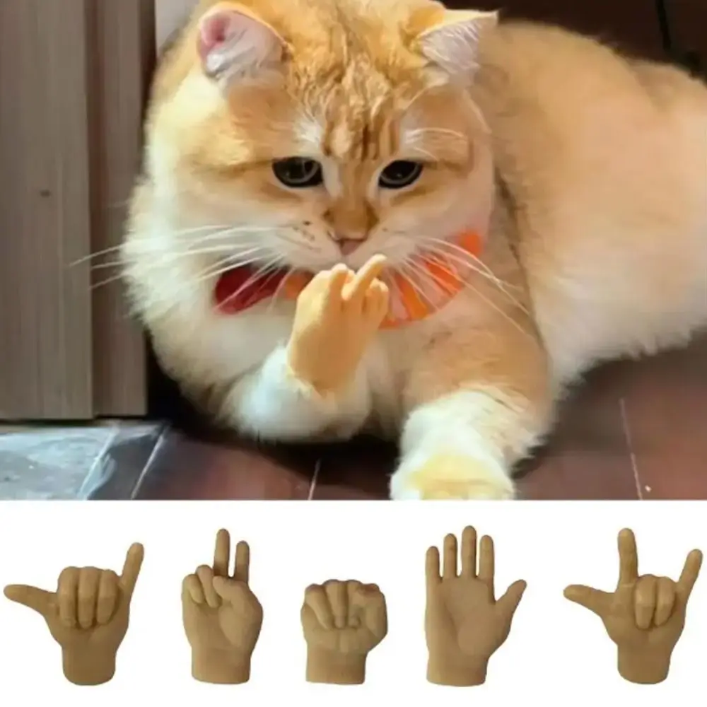 Funny Cat Claw Covers Cute Pet Toy HandHuman Cat Claw Caps Cat Petting Mini Fake Hand Gloves