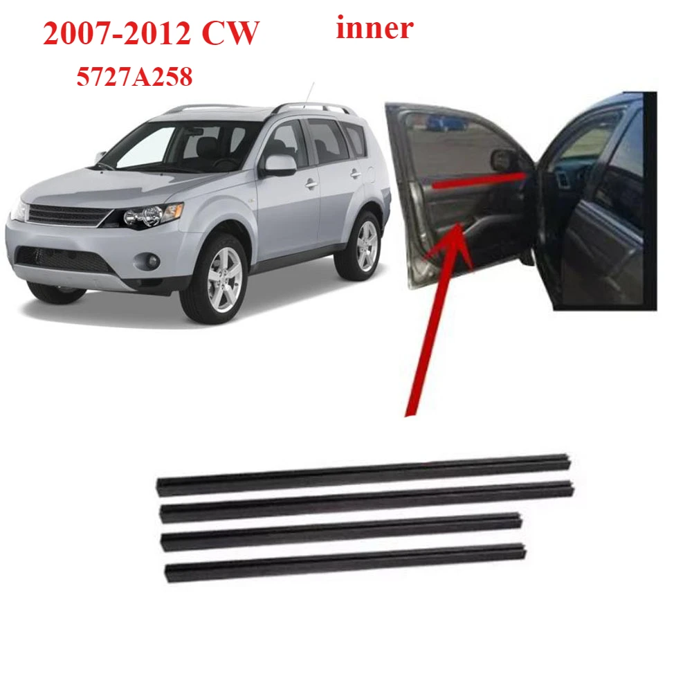 4 шт. 5727A258 внутренняя черная защитная уплотнительная полоса для Outlander 2007-2012 CW оконное стекло резиновая для Peugeot 4007 Airtrek 2nd