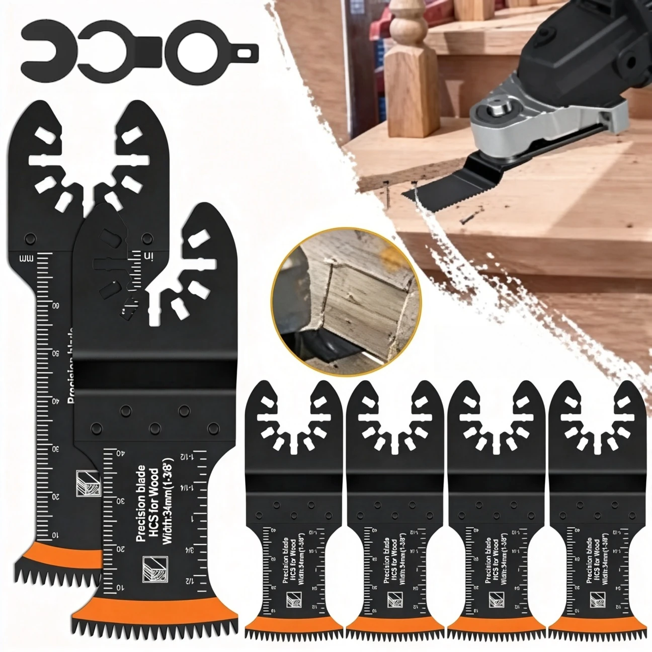 10Pcs Oscillating Multitool Blades Japanese Tooth Arc Edge Oscillating Saw Blade Clean Cut Wearing Blade for Wood Plastic