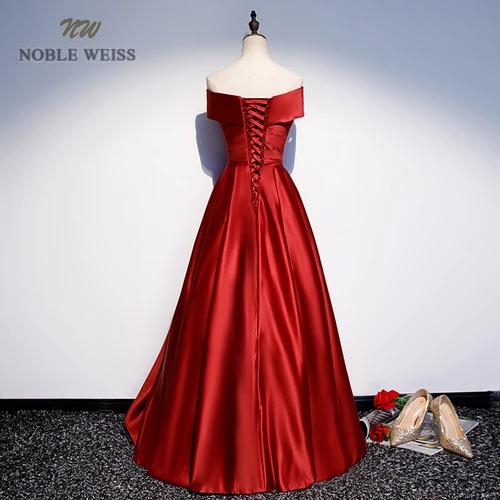 Imagen 2 del producto Vestidos largos de graduación con cuello en V y hombros descubiertos, vestido de satén hasta el suelo, vestidos largos elegantes personalizados