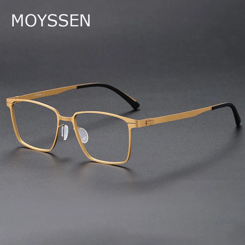 Germany Design Screwless Big Large Square Pure Titanium Frame Business Man Classic Simple Thin Eyeglasses Can Customize Myopia