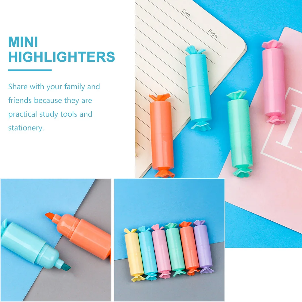 12 قطعة مجموعة تمييز السائبة كاندي نمط أقلام الفلورسنت الصغيرة مقاومة للتسرب حجم صغير لحقيبة الظهر مقلمة حمل يومي #5