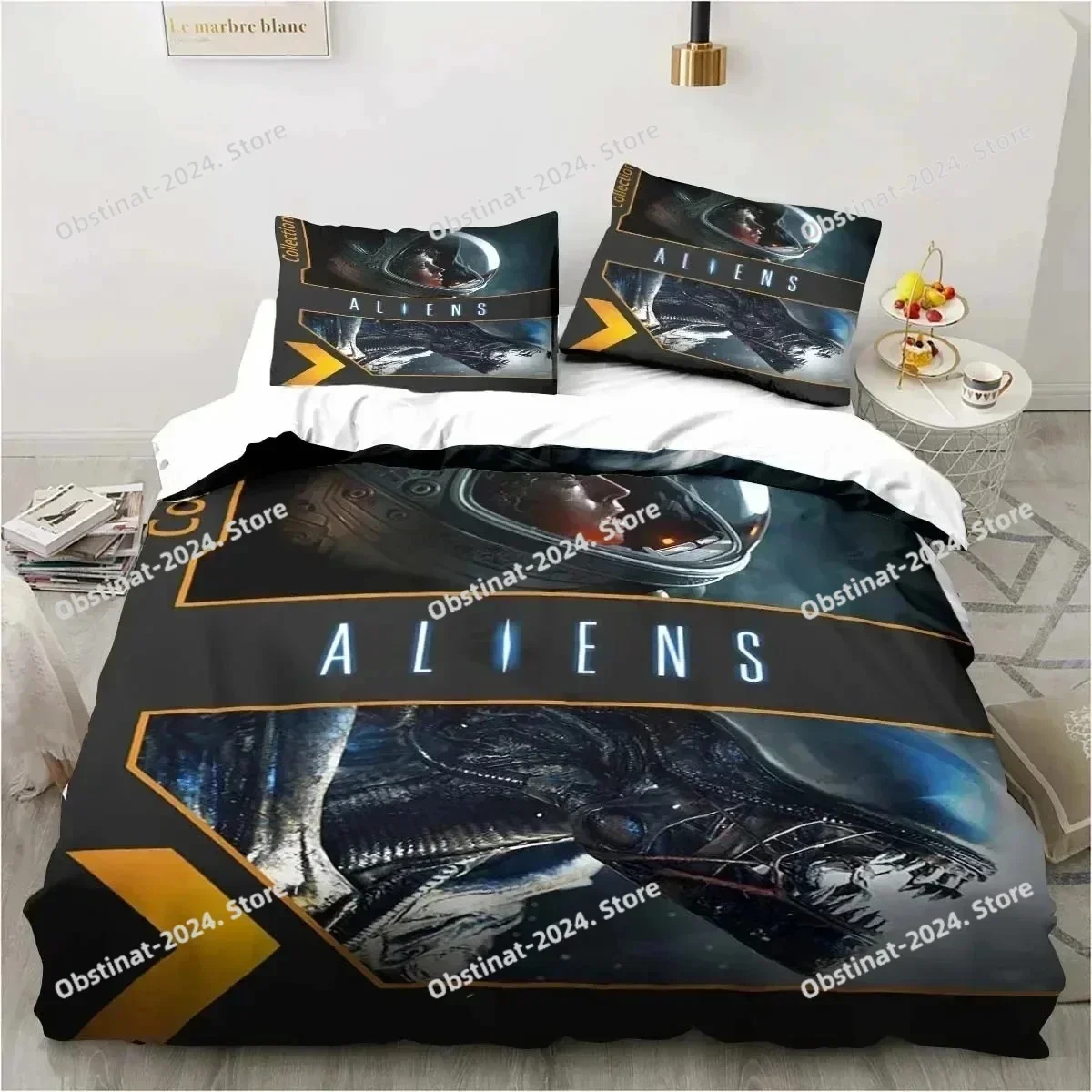 Alien Vs. Predator Predator Movie Bedding Set Printed single Comforter Quilt Bed Cover Pillow Case 3 Pieces Sets Kids Adult Size