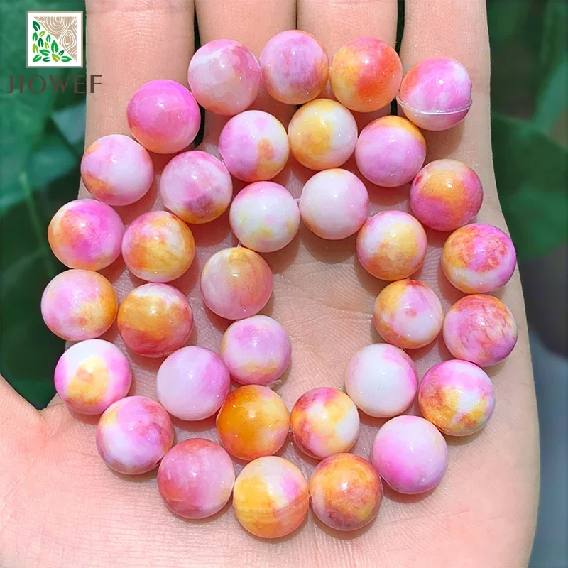 Glatte rote gelbe persische Jade runde Perlen Natursteinperlen DIY Zubehör Armbänder für die Schmuckherstellung 15'' 6/8/10/12mm