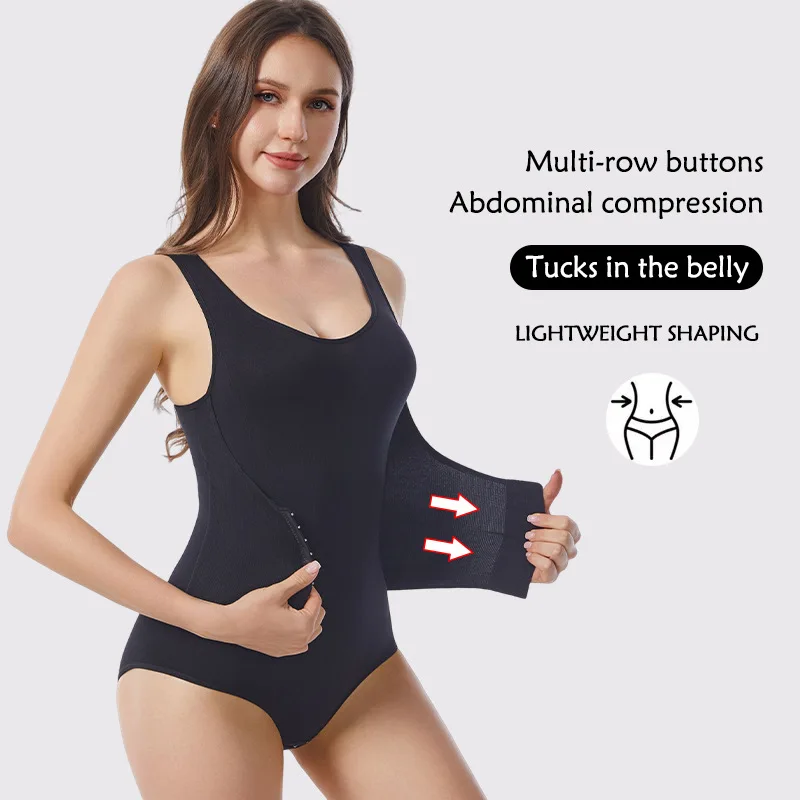 Women Bodysuit Shapewear Double Breasted Tummy Control Fajas Body Shaper New Sexy Slim Cincher Corset Tops Plus Size