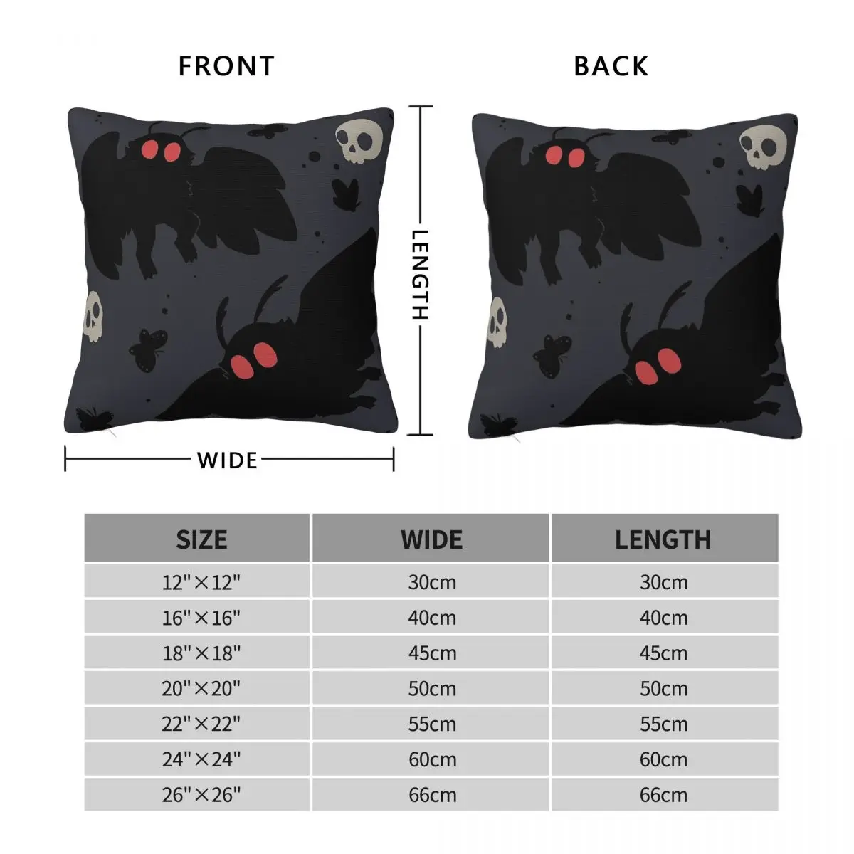 Fluffy Mothman Night Grey Square Pillowcase Polyester Linen Velvet Creative Zip Decor Pillow Case Sofa Seater Cushion Cover