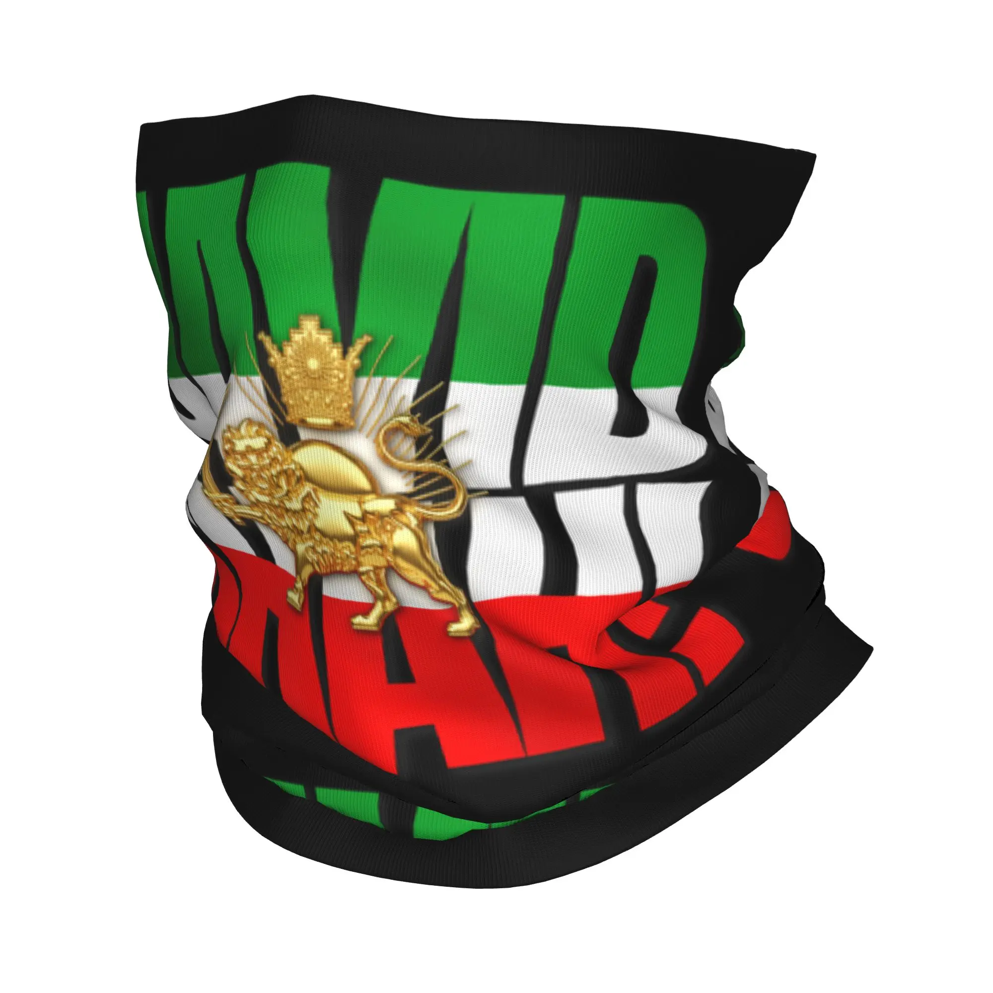 Javid Shah Bandana, Bragas de Cuello, Pasamontañas y Bufanda Envolvente con Bandera Iraní, Persa y Diseño de Cabeza de León Pahlavi, para Exteriores, Hombres, Mujeres y Adultos