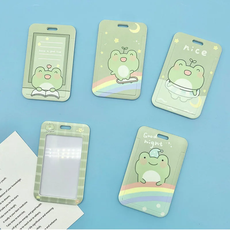 Cute Green Frog Card Case Adolescent IC Cards Transportation Card Holder Cartoon Frog Card Holders for Students