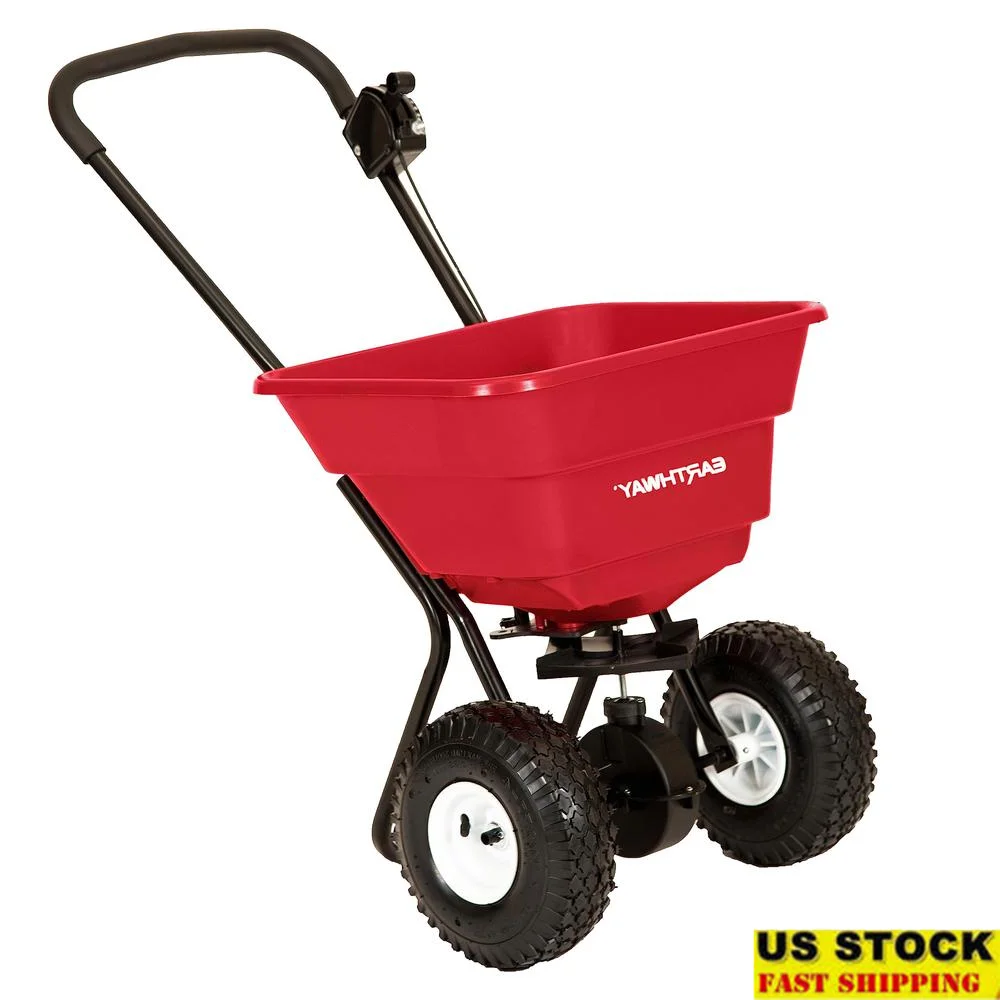 Deluxe Heavy-Duty Broadcast Spreader 80 LB Capacity Pneumatic Tires Pre-Assembled Side Spread Control Made in USA Garden Seeding