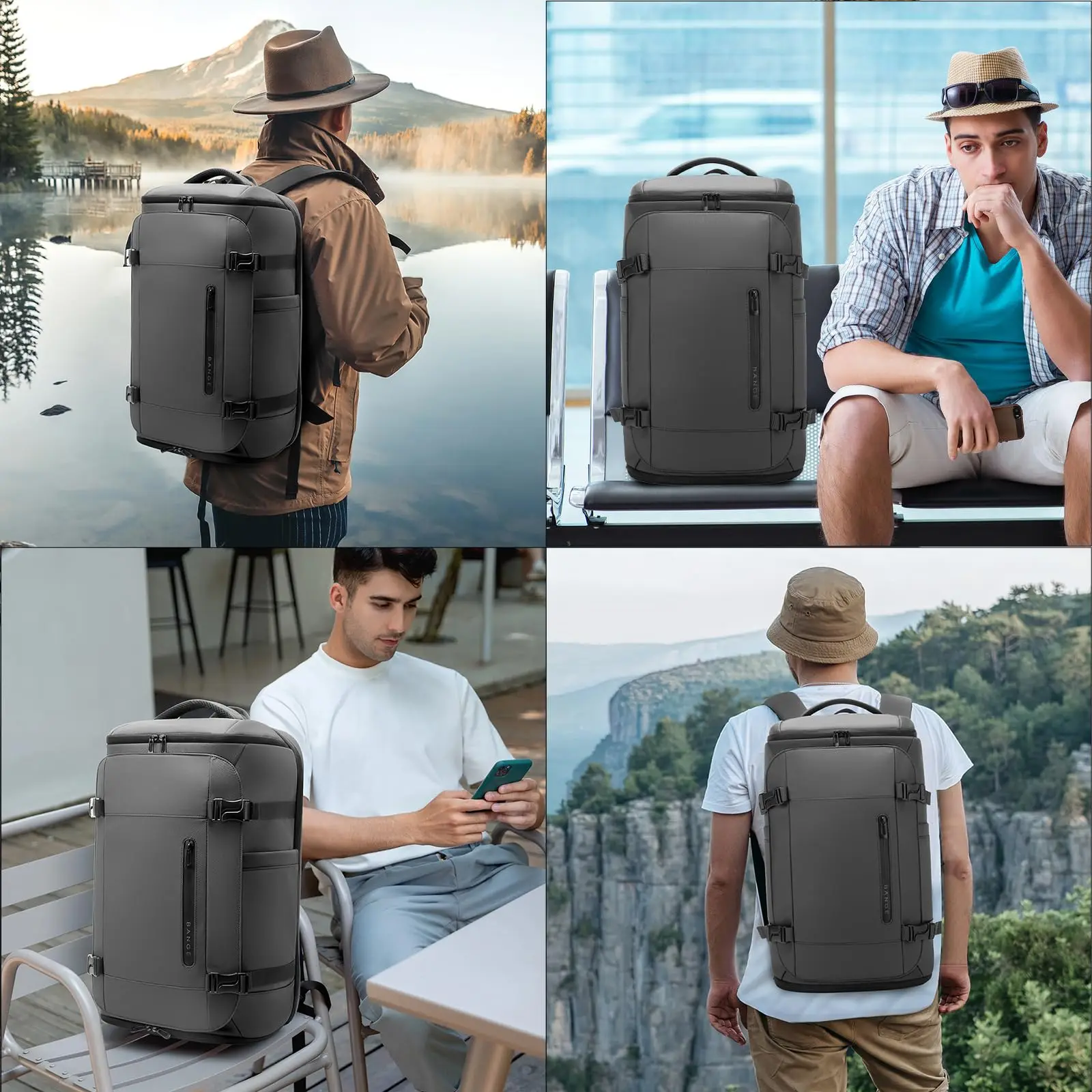 حقيبة ظهر جديدة للسفر للرجال من Bange، حقيبة ظهر مقاومة للماء ذات سعة كبيرة للمشي لمسافات طويلة والتخييم، حقيبة ظهر تحمل مع حجرة للأحذية #6