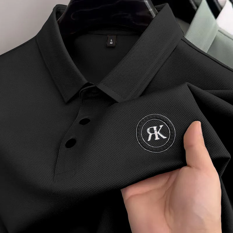

Luxury Quality Men's Polo Shirt Lapel T-Shirt Summer New Solid Color Badge Print Short Sleeve Fashion Business Casual Menswear