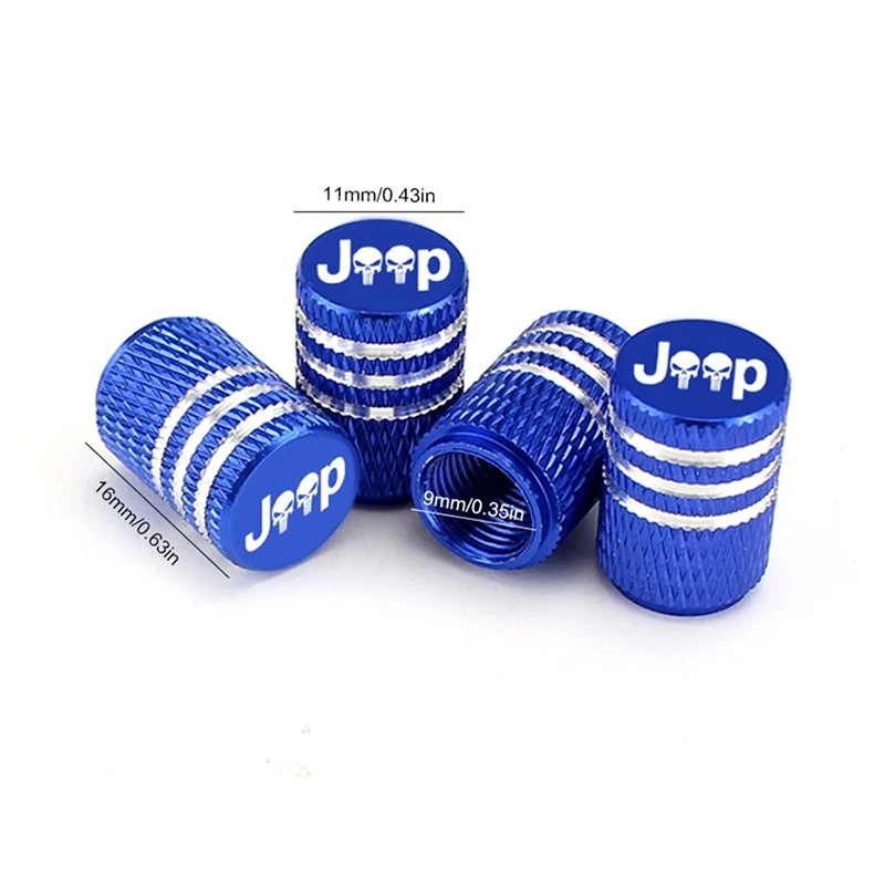 For Jeep Renegade Compass Wrangler Patriot Grand Cherokee Rubicon Car Wheel Tire Valve Caps Tyre Stem Covers Airdust Waterproof