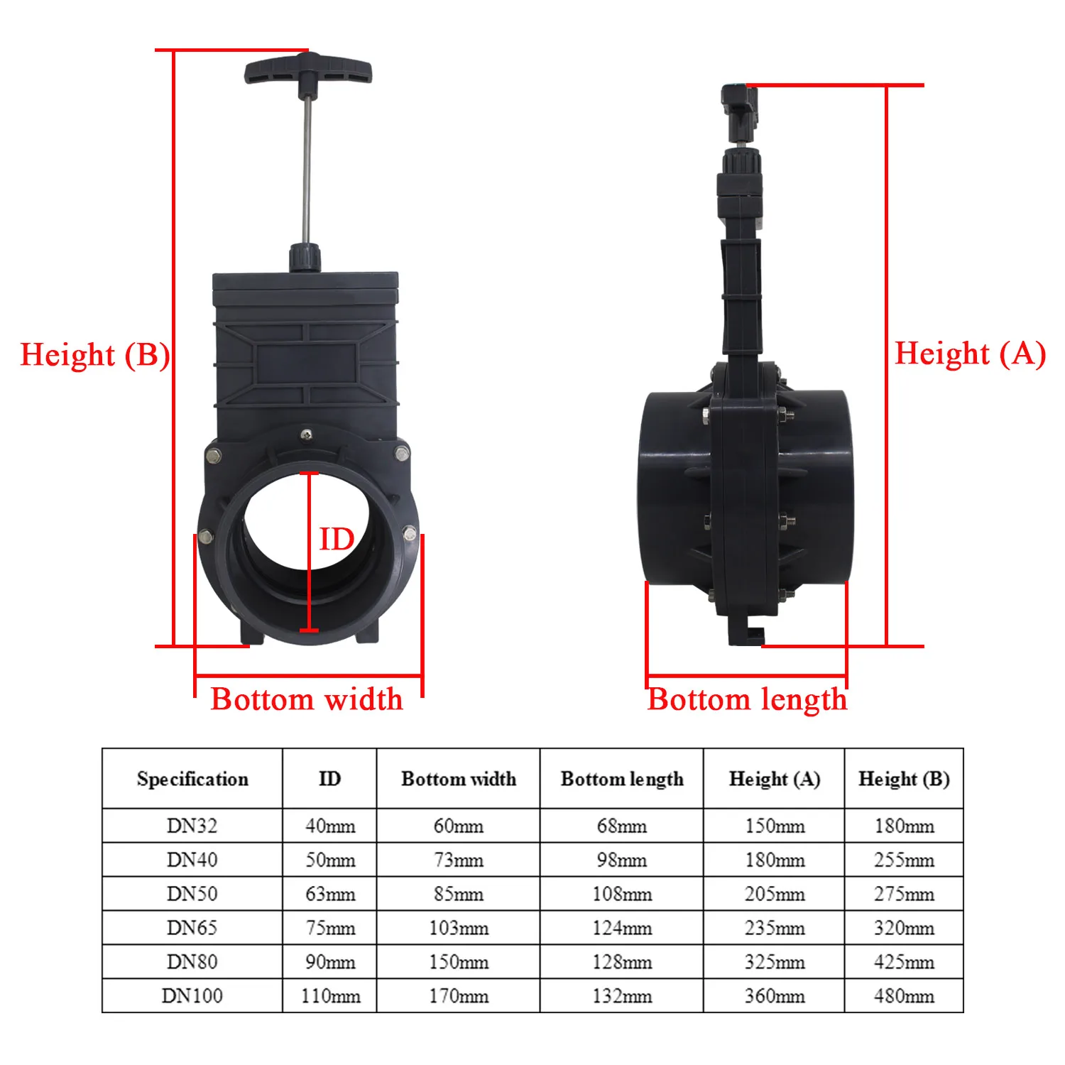 PVC Sewer Slide Gate Valve 40 50 63 75 90 110mm Caravan Camper Drain Pool Water Shut-off Valve Accessories