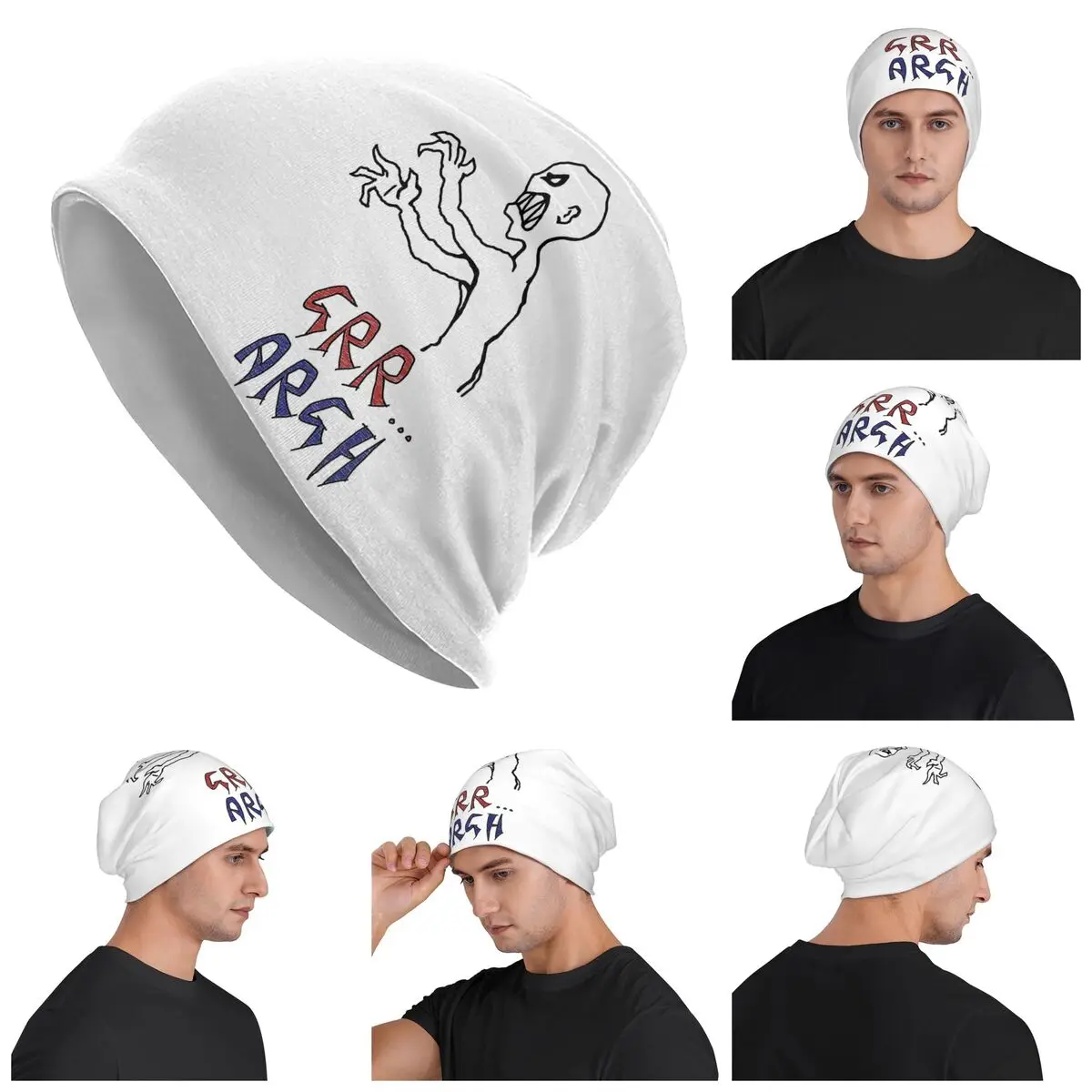 

Grr...argh With Colour Warm Knitted Cap Hip Hop Bonnet Hat Autumn Winter Outdoor Beanies Hats for Men Women Adult