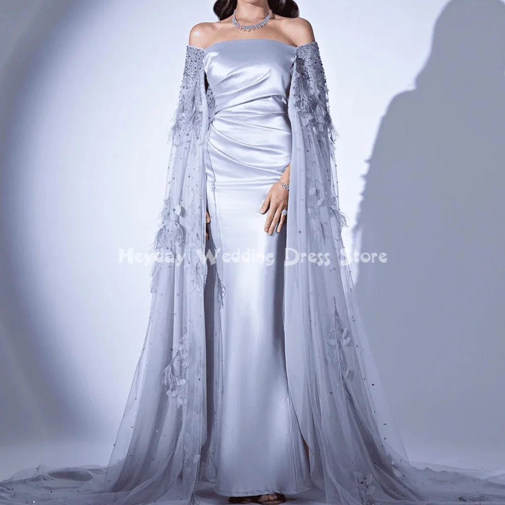 

Heyday женские вечерние платья русалки длиной до пола с открытыми плечами в Саудовской Аравии, расшитые бисером и 3D цветами, шаль, элегантные платья 2025