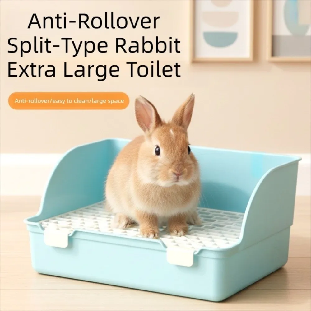 Splash-Proof Rabbit Litter Tray Anti-spill Rectangular Animal Potty Trainer Detachable Plastic Small Animal Litter Pet Cleaning