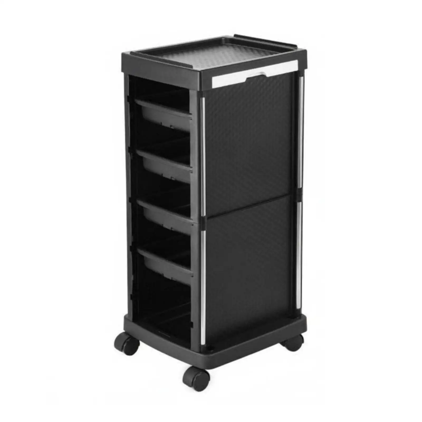 Professional Hairdressing Trolley Utility Cart for Salon Equipment Storage with Fold Out Side Tray and Holder