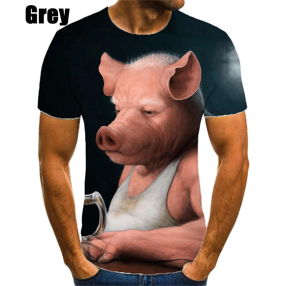 New Fashion Pig 3D Printed T-shirt Men\'s and Women\'s Summer Casual Short Sleeve Crew Neck Shirt Top