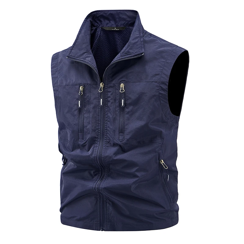 Vest Fishing Vest Men's Summer Thin Fishing Vests Outdoors Gilet Men Quick Drying Casual Spring and Autumn Stand Collar Jacket - Image 3